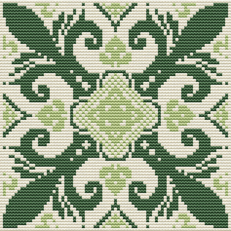 Small Persian Tile - Ivory Needlepoint Tapestry Digital Download Chart